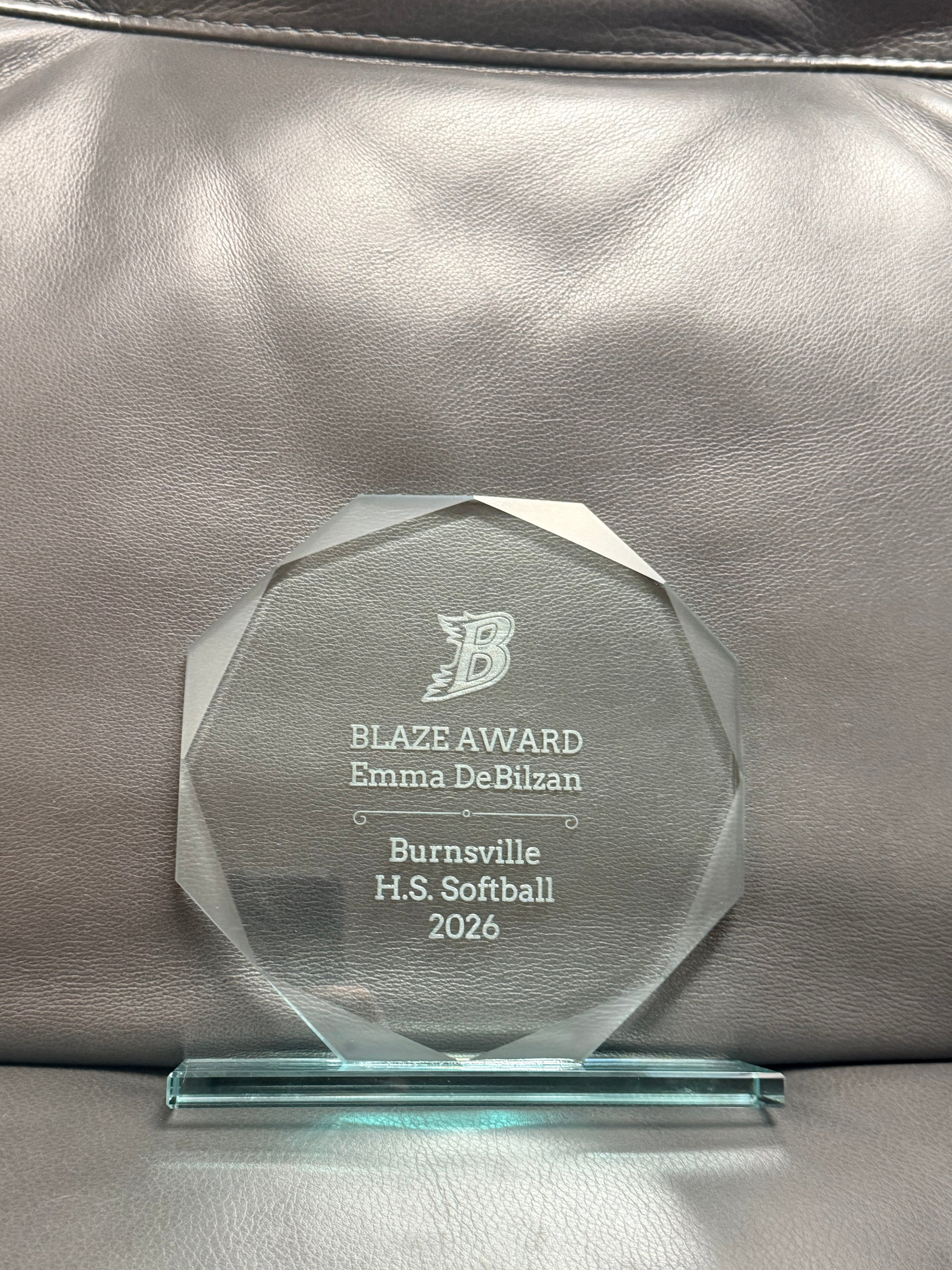 6" Octagon Jade Glass Award